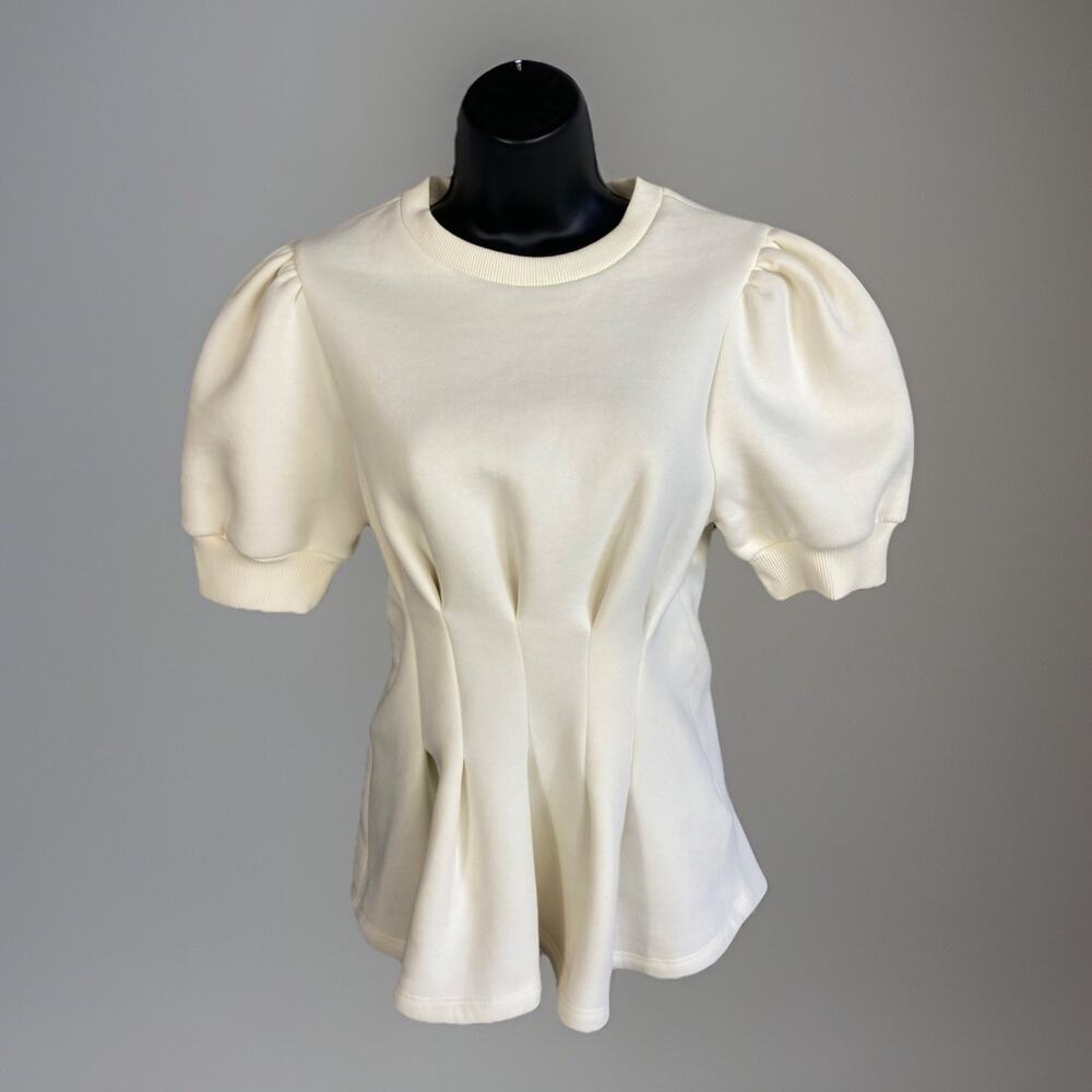 Maeve NWTs Anthropologie Top Women’s Short Puff Sleeves Pleated Empire Waist S